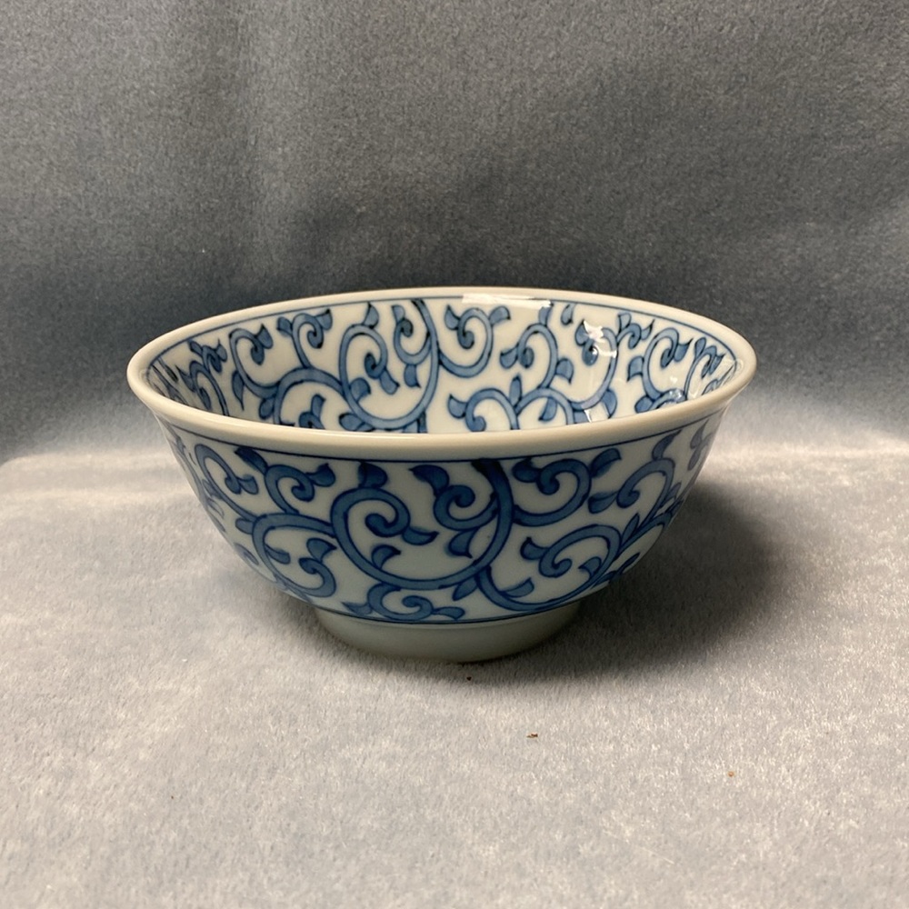 Blue Vintage Asian Blue and White Soup Bowl